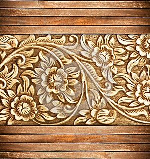 Wood frame carve flower photo