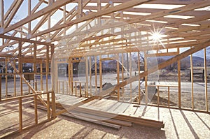 Wood frame of house under construction