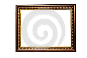 Wood frame or photo frame isolated on the white background. Object with clipping path