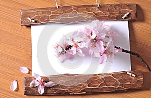 Wood frame with spring flowers