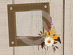 Wood Frame, Wood Wall, Autumn Foliage