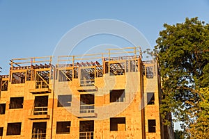 Wood framing apartment complex construction