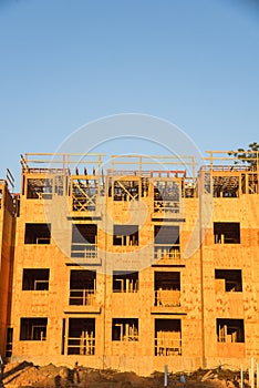 Wood framing apartment complex construction