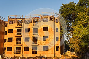 Wood framing apartment complex construction