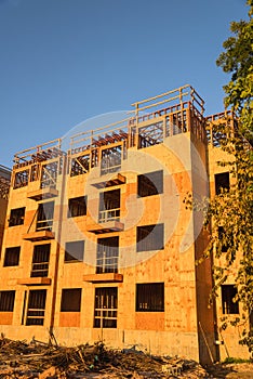 Wood framing apartment complex construction