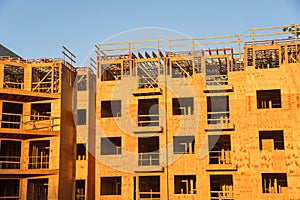 Wood framing apartment complex construction