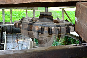 Wood gear in Romanian Peasant Museum in Dumbrava Sibiului, Transylvania