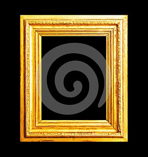 Wood gold frame isolated on black