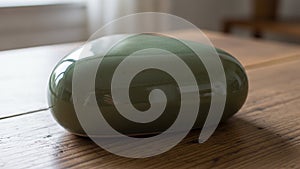 The wood grain on the table is visible suggesting a natural rustic setting