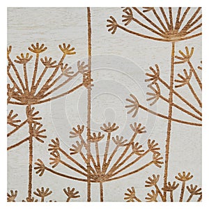 Wood grain texture, flower shape white background
