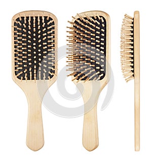 Wood hairbrush