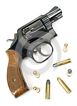 Wood Handle Revolver 38 Caliber Pistol Handgun photo