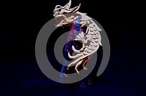 Wood Handmade Statuette of a Dragon