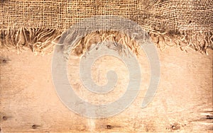 Wood and hemp textile photo