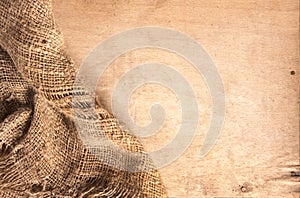 Wood and hemp textile photo