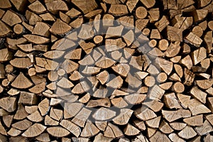 Wood for home fire. Natural wooden background