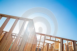 Wood Home Framing Abstract At Construction Site.