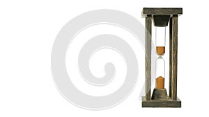 The wood hourglass on white background.
