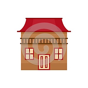 Wood house icon, flat style