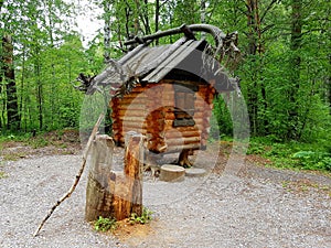 Wood hut of the forest witch