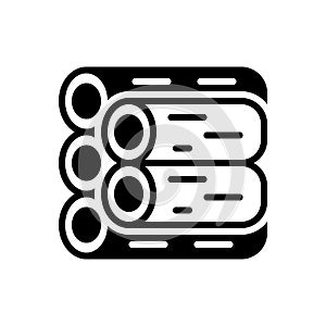 Black solid icon for Wood, bundle and piece