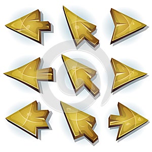 Wood Icons, Cursor And Arrows