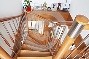 Wood interior staircase