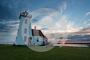 Wood Islands lighthouse in Prince Edward Island at sunset photo