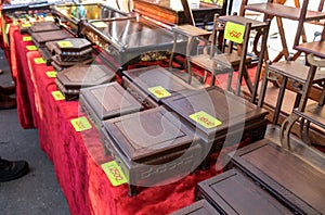 Wood jewelry boxes at Flea Market near Osu Kannon temple in Nagoya