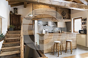 Wood kitchen in cottage style