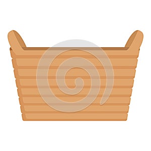 Wood laundry basket icon cartoon vector. Fabric wash