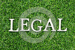 Wood letter in word legal on green grass background