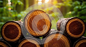 Wood Log Stack Close Up