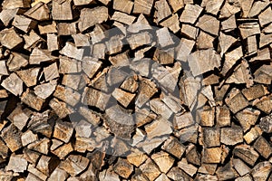 Wood logs background. Dry woods ready for winter