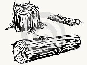 Wood logs and stump concept