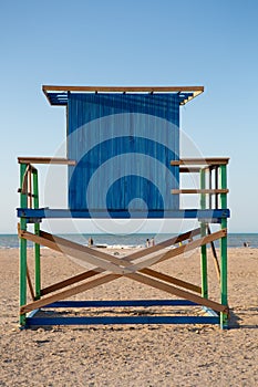 Wood Lonely lifeguard tower on the beach in Colombia