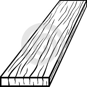 Wood or lumber board black and white illustration