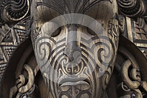 Wood maori mask from god holy