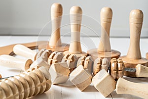Wood massage maderotherapy madero therapy wooden rolling pin or battledore tools for anti cellulite treatment to stimulate the photo