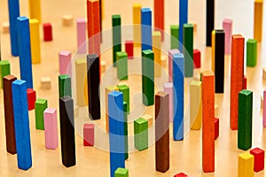 Wood Montessori material for math Cuisenaire rods photo