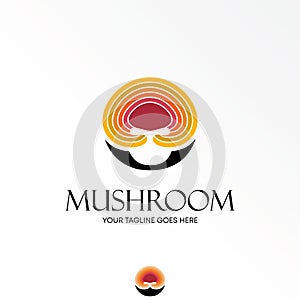 Wood mushroom logo free vector stock. Circle abstract design concept.