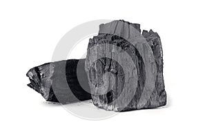 wood natural charcoal isolate on white background