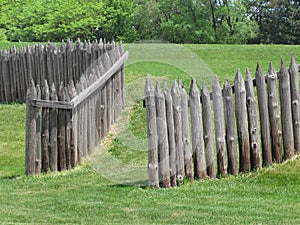 Wood palisade of old fort. photo