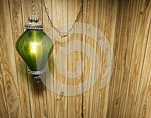 Wood Paneling and Hanging Lamp