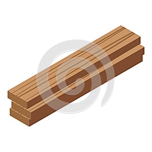 Wood paper material icon, isometric style