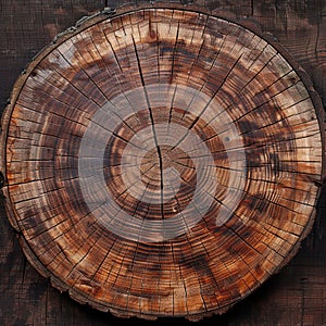 Wood pattern circle, intricately cut with chainsaw, rustic texture revealed