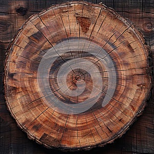 Wood pattern circle, intricately cut with chainsaw, rustic texture revealed