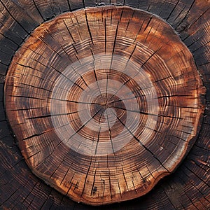 Wood pattern circle, intricately cut with chainsaw, rustic texture revealed