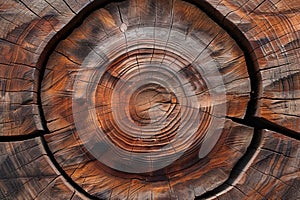 Wood pattern circle, intricately cut with chainsaw, rustic texture revealed