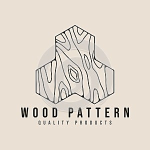 wood pattern line art logo icon and symbol vector illustration minimalist design